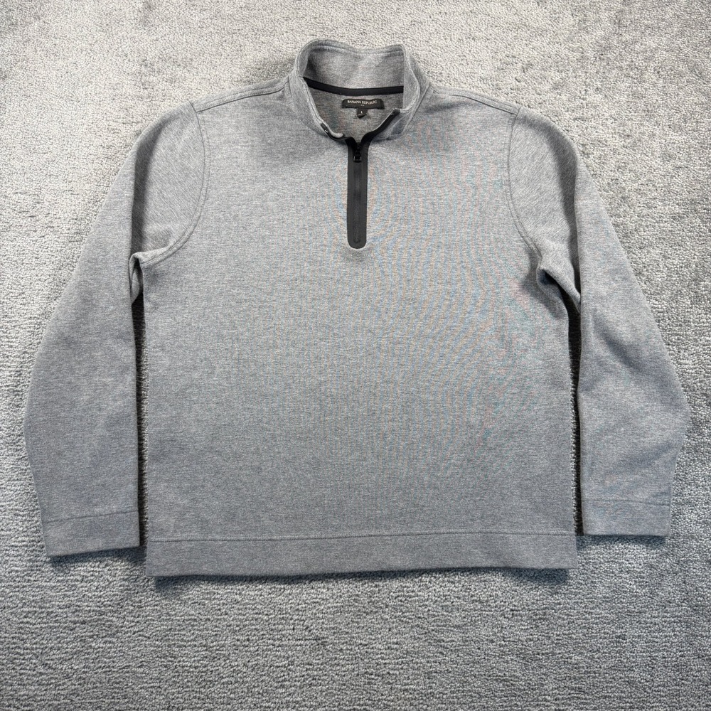 Banana Republic Mens Gray Quarter Zip Pullover Sweater Large Contemporary